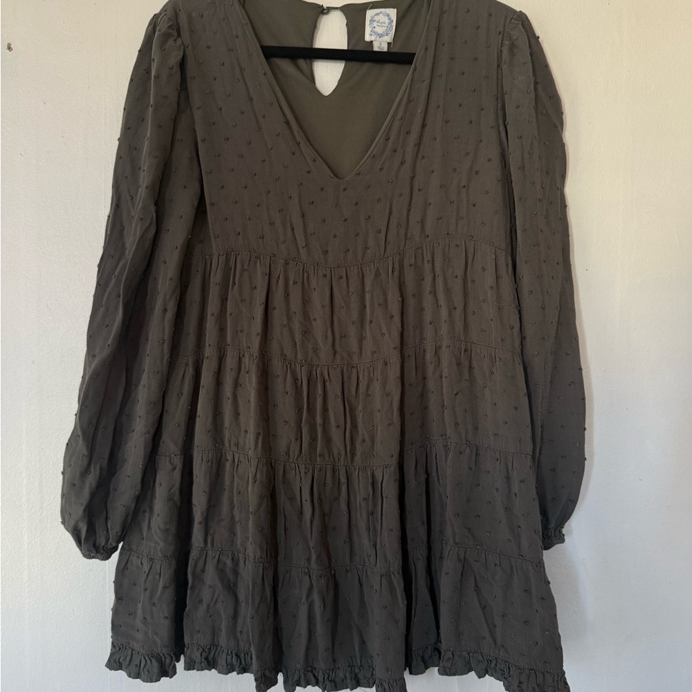 Olive Green Long Sleeve Dress